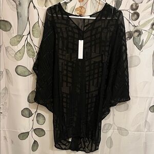 Elegant Black Sheer Women's Blouse size small 382 brand made in USA